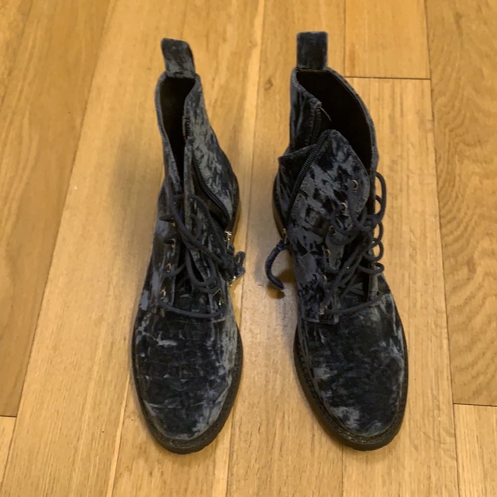 Rebecca minkoff navy velvet combat boots